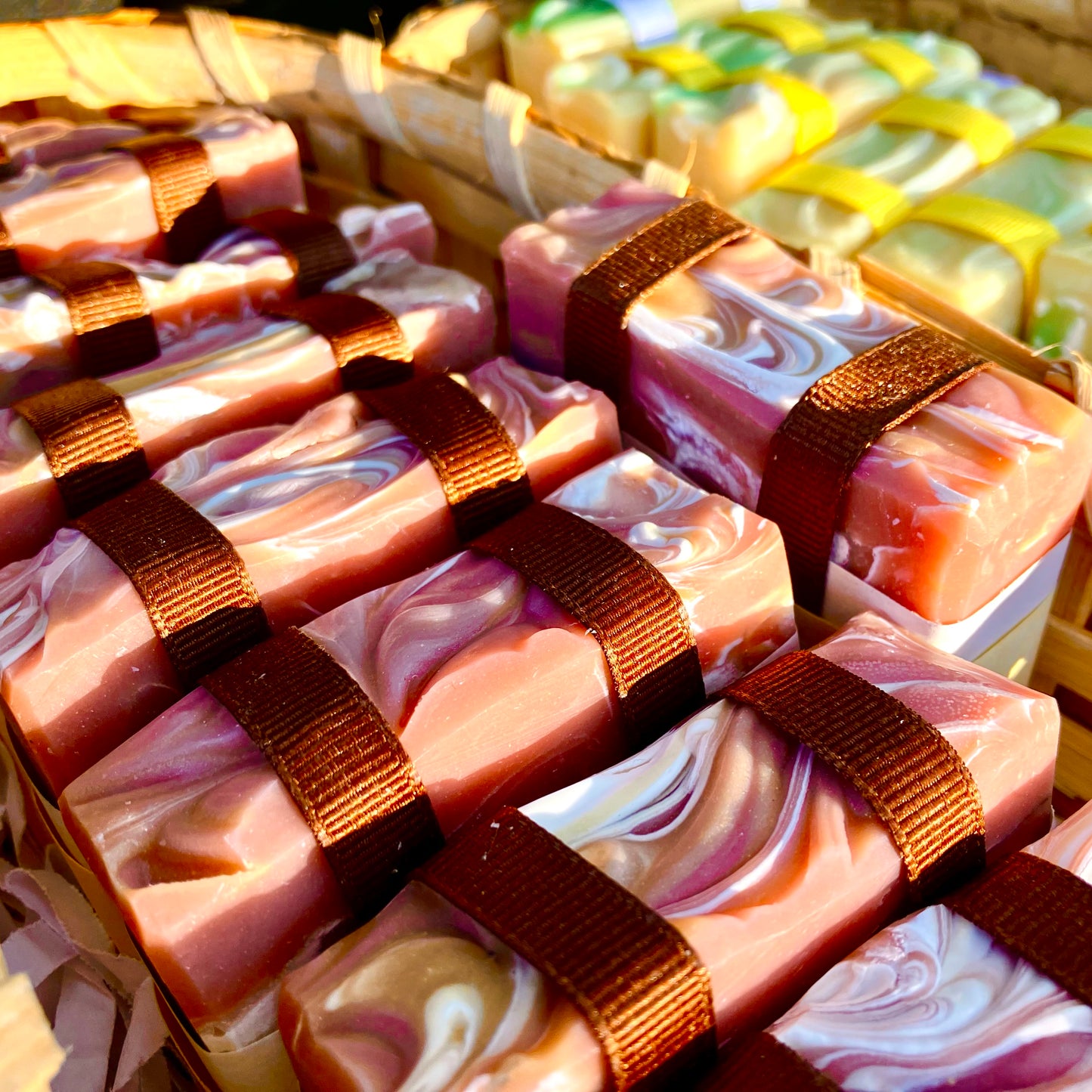 White Satin vegan bar soaps, wrapped.