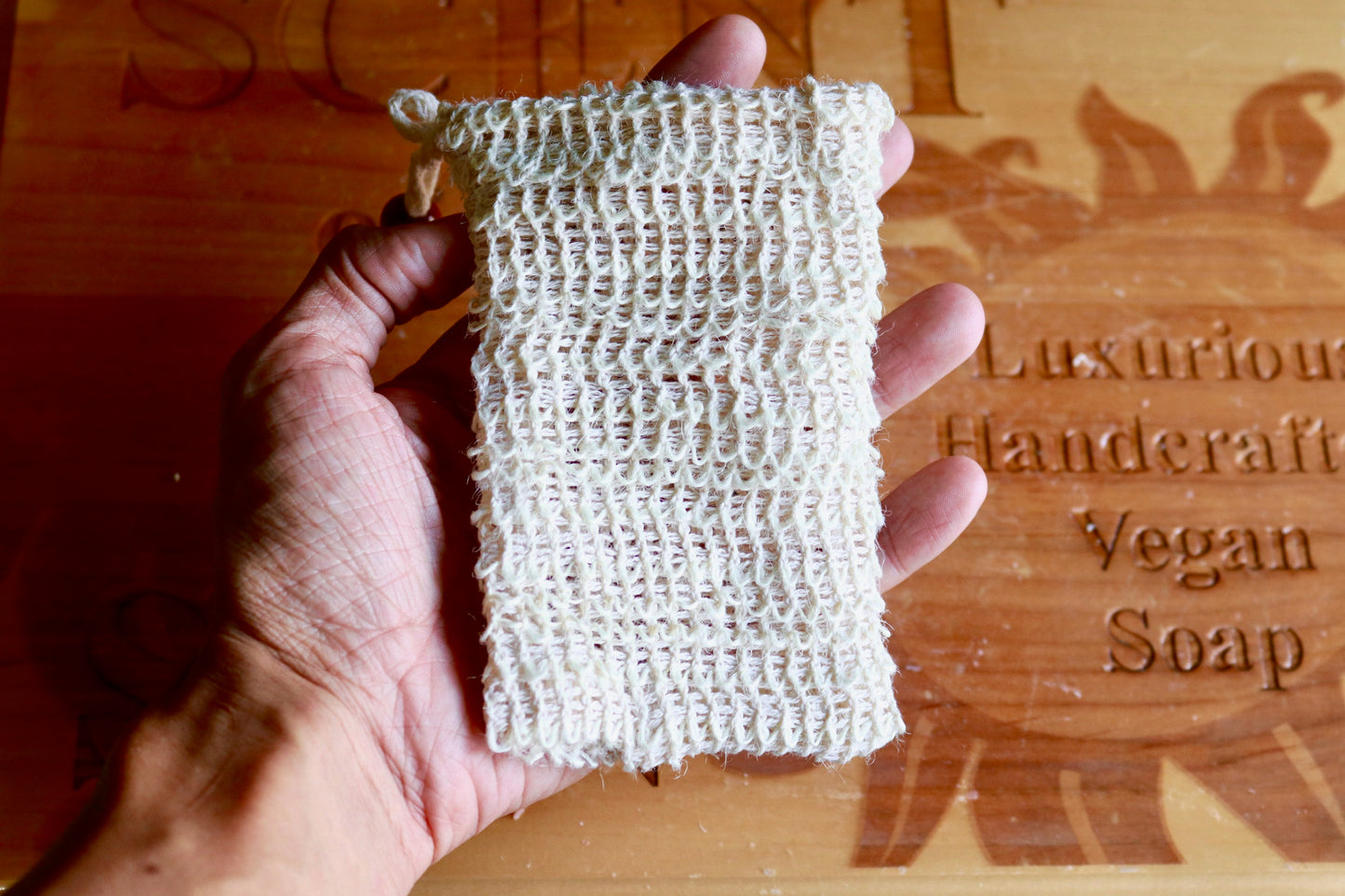 Exfoliating, compostable sisal soap saver bag