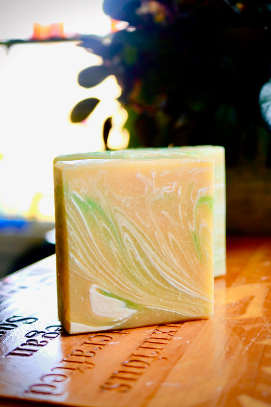 Honeysuckle bar soap with kaolin clay, shea butter, and cocoa butter